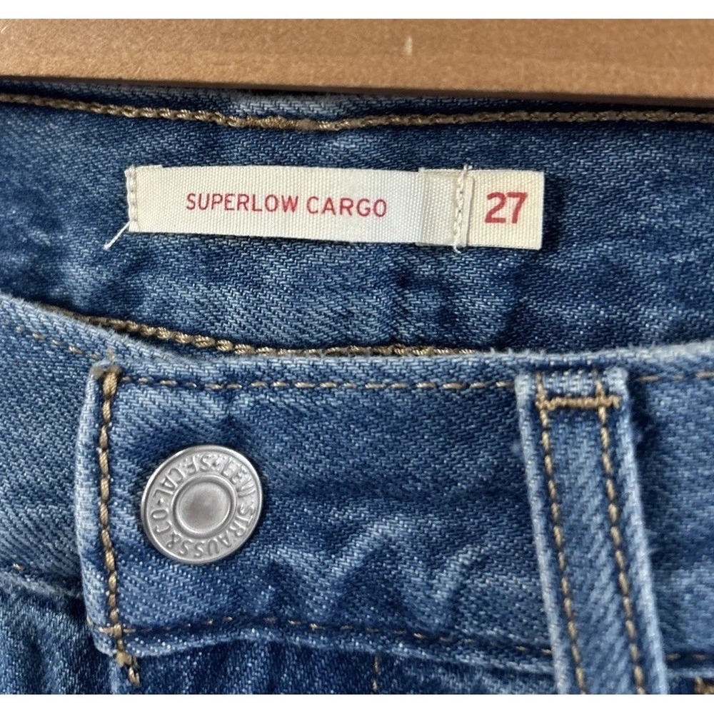 Women's Y2K Levis Superlow Cargo Jeans Baggy Skate Jeans Sz 27 - Picture 6 of 9